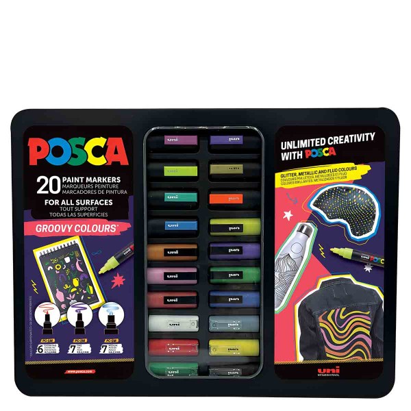 Posca Metal Box 20pcs - Groovy Colors
