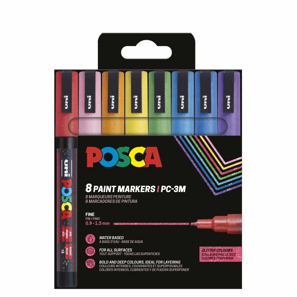 Posca PC-3M Set 8 - Glitter Colors
