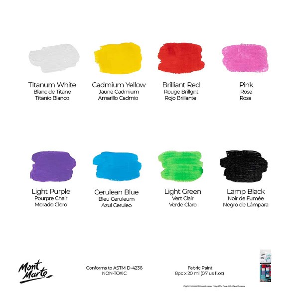 Mont Marte Fabric Paints Set 8
