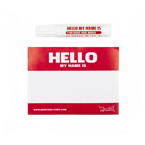 Montana ''Hello my name is'' Red Stickers & Marker