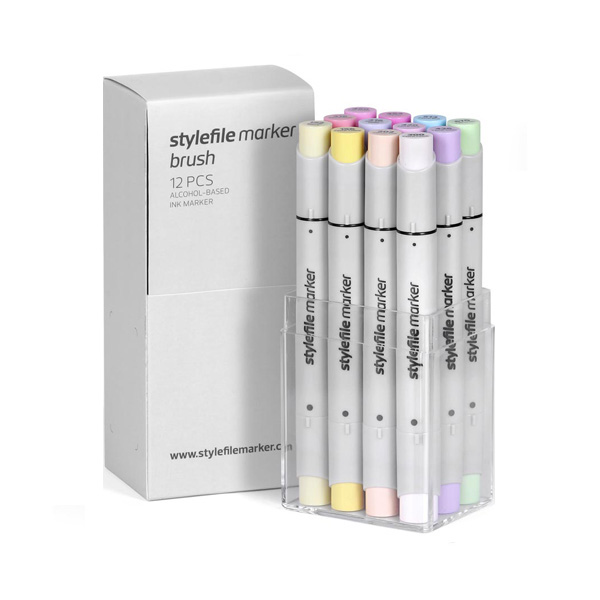 Stylefile Marker Brush Pastel 12 Set