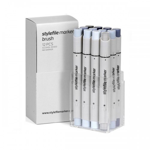 Stylefile Marker Brush Cool Grey 12 Set
