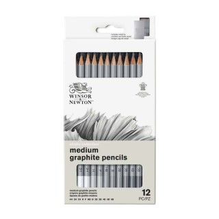 Winsor & Newton Medium Graphite Pencils Set 12