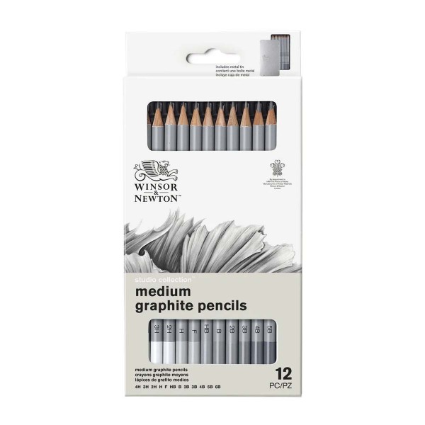 Winsor & Newton Medium Graphite Pencils Set 12