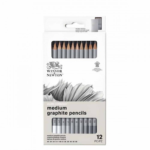 Winsor & Newton Medium Graphite Pencils Set 12