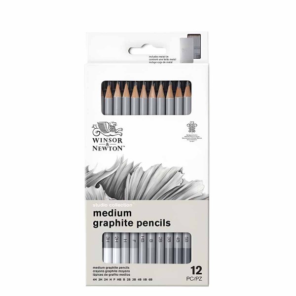 Winsor & Newton Medium Graphite Pencils Set 12