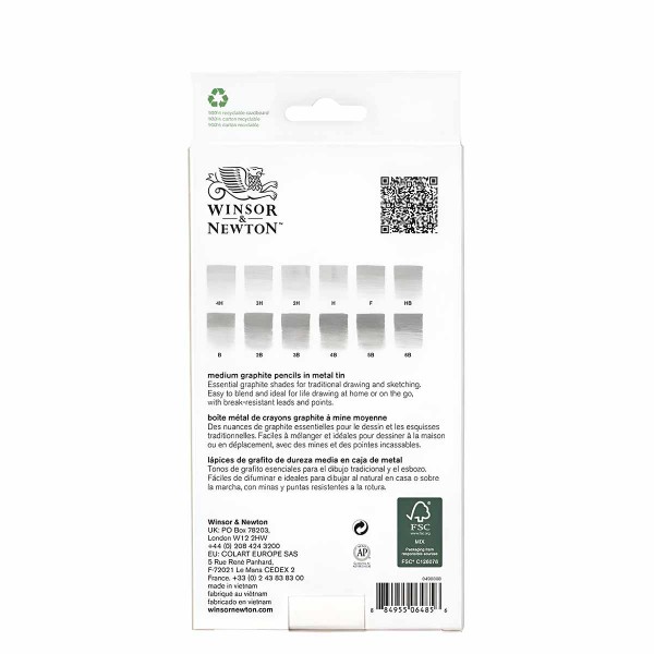 Winsor & Newton Medium Graphite Pencils Set 12